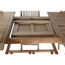 Teak wood garden dining set in natural and white, 180 x 100 x 75 cm | Sea Side