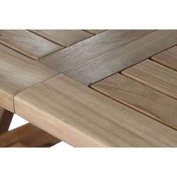 Ensemble de salle à manger de jardin en bois de teck naturel et blanc, 180 x 100 x 75 cm | Bord de mer