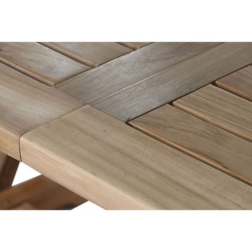 Ensemble de salle à manger de jardin en bois de teck naturel et blanc, 180 x 100 x 75 cm | Bord de mer