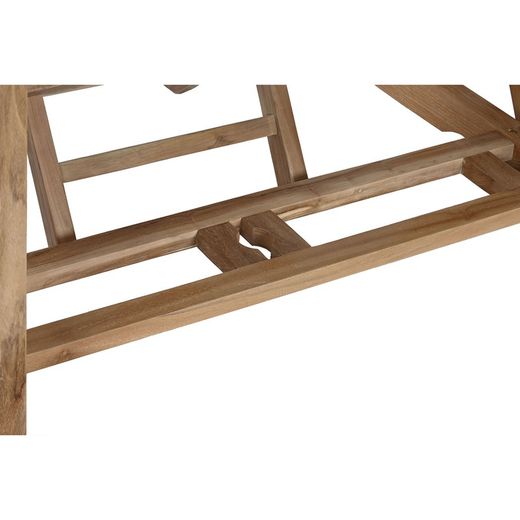 Ensemble de salle à manger de jardin en bois de teck naturel et blanc, 180 x 100 x 75 cm | Bord de mer