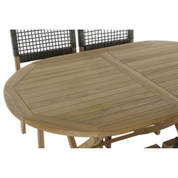 Teak wood and rope garden dining set in natural and brown, 150 x 90 x 75 cm | Sea Side