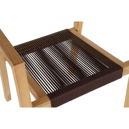 Tuineetset van teakhout en touw in naturel en bruin, 90 x 90 x 75 cm | Zeezijde