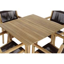 Tuineetset van teakhout en touw in naturel en bruin, 90 x 90 x 75 cm | Zeezijde