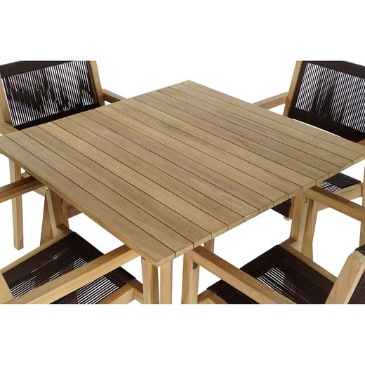 Tuineetset van teakhout en touw in naturel en bruin, 90 x 90 x 75 cm | Zeezijde
