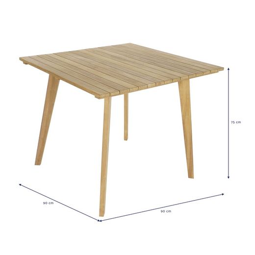 Tuineetset van teakhout en touw in naturel en bruin, 90 x 90 x 75 cm | Zeezijde