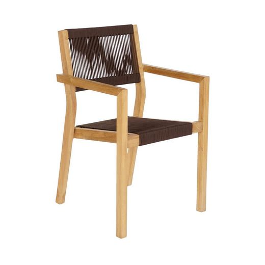 Tuineetset van teakhout en touw in naturel en bruin, 90 x 90 x 75 cm | Zeezijde