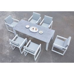 Garden dining set in white aluminum | Onyx