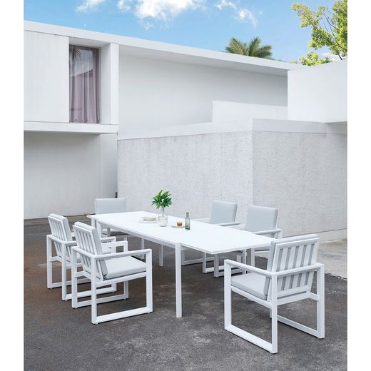 Garden dining set in white aluminum | Onyx