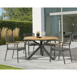Garden dining set in anthracite aluminum and teak | Sidney + Broome