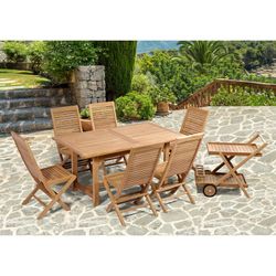 Garden dining set in honey-colored teak | Mati