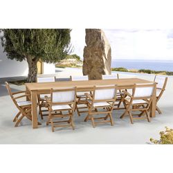 Garden dining set in natural teak and white Batyline | Danao + Candon