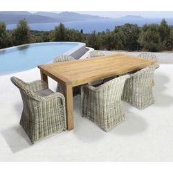 Dining set for covered terrace in natural color | Tamu + Hermon