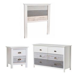 Bedroom set, headboard, 2-drawer table and chest of drawers | romantic