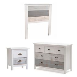 Chambre, tête de lit, table 2 tiroirs et commode | romantique