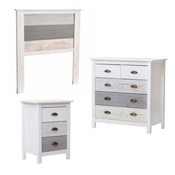Bedroom set, headboard, 3-drawer table and chest of drawers | romantic