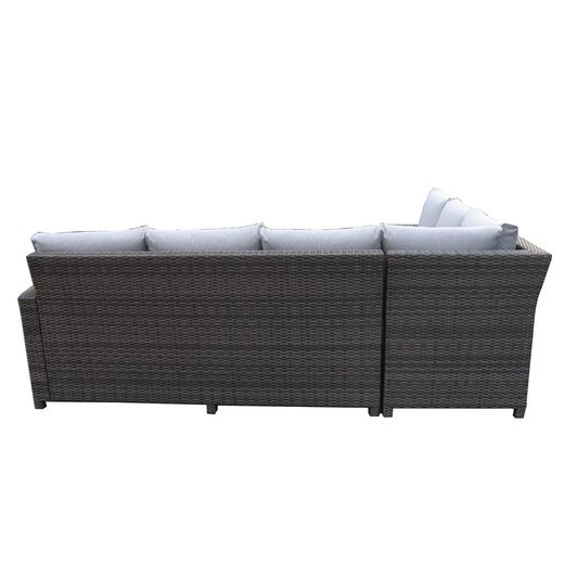 Conjunto de sofás de jardín con 3 Taburetes, Mesa de Acero y Ratán Gris