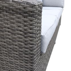 Conjunto de sofás de jardín con 3 Taburetes, Mesa de Acero y Ratán Gris