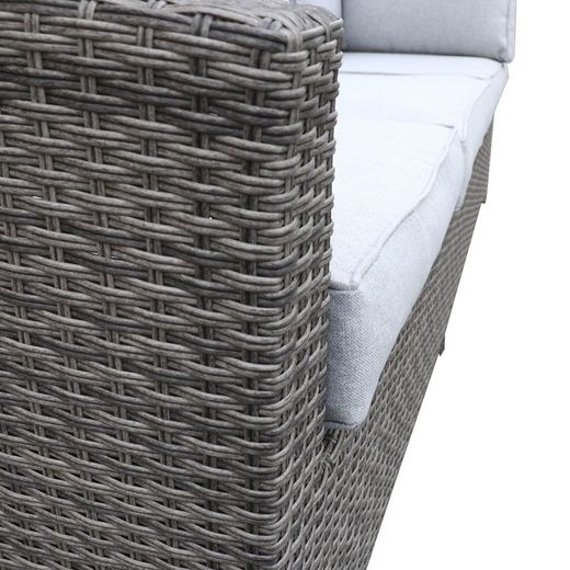 Conjunto de sofás de jardín con 3 Taburetes, Mesa de Acero y Ratán Gris