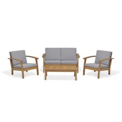 Conjunto de salón de Jardín de Madera de Eucalipto Natural/Gris