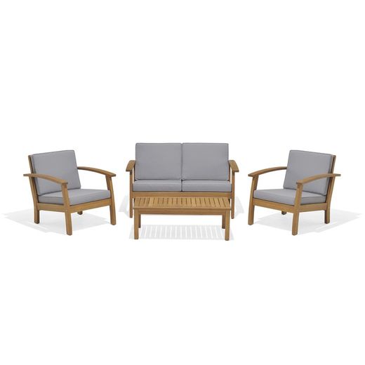 Conjunto de salón de Jardín de Madera de Eucalipto Natural/Gris