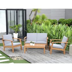 Conjunto de salón de Jardín de Madera de Eucalipto Natural/Gris