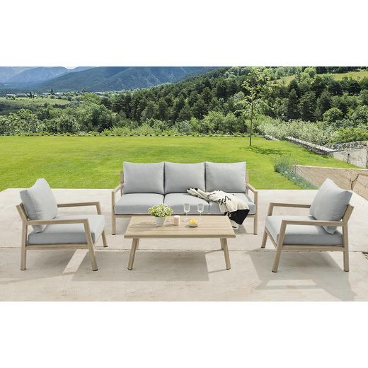 Conjunto de jardim em alumínio e corda na cor natural | harmonia