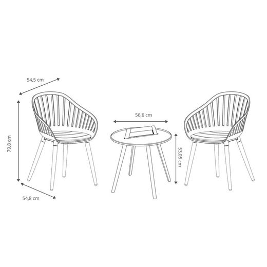 Wood and Resin Garden Set 2 Chairs + 1 White Table