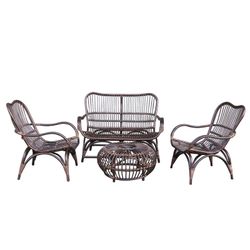 Natural Rattan Garden Set 1 Sofa + 2 Armchairs + 1 Table