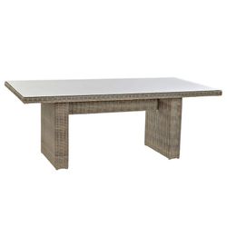 Ensemble table à manger et 6 fauteuils de jardin en rotin synthétique gris