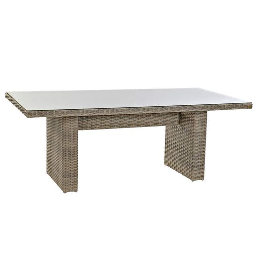 Ensemble table à manger et 6 fauteuils de jardin en rotin synthétique gris