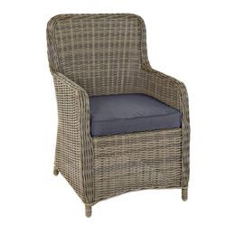 Ensemble table à manger et 6 fauteuils de jardin en rotin synthétique gris