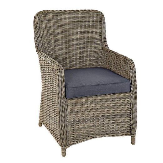 Ensemble table à manger et 6 fauteuils de jardin en rotin synthétique gris