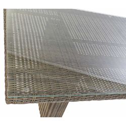 Ensemble table à manger et 6 fauteuils de jardin en rotin synthétique gris