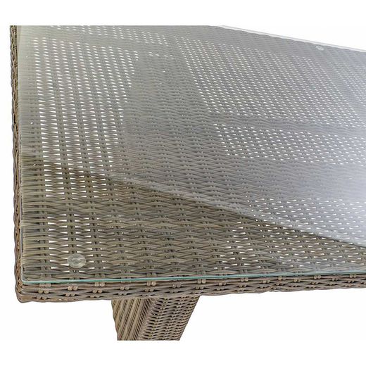 Ensemble table à manger et 6 fauteuils de jardin en rotin synthétique gris