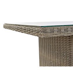 Ensemble table à manger et 6 fauteuils de jardin en rotin synthétique gris