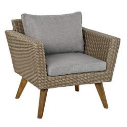 Ensemble de table, canapé et 2 fauteuils avec coussins de jardin en rotin synthétique gris