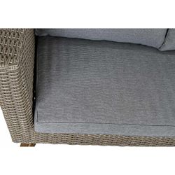 Ensemble de table, canapé et 2 fauteuils avec coussins de jardin en rotin synthétique gris