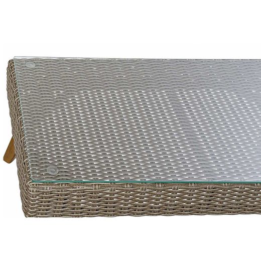 Ensemble de table, canapé et 2 fauteuils avec coussins de jardin en rotin synthétique gris