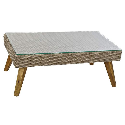 Ensemble de table, canapé et 2 fauteuils avec coussins de jardin en rotin synthétique gris