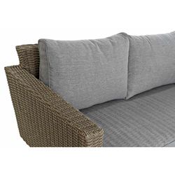 Ensemble de table, canapé et 2 fauteuils avec coussins de jardin en rotin synthétique gris