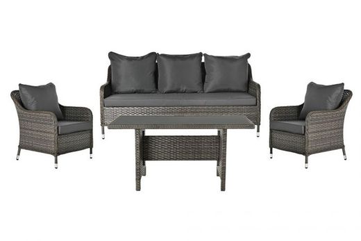 Conjunto de comedor de jardín de ratán sintético 175 X 73 X 81 cm