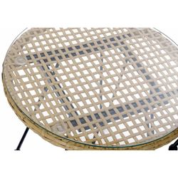 Ensemble de table et 2 chaises avec coussin de jardin en rotin synthétique et métal beige/noir