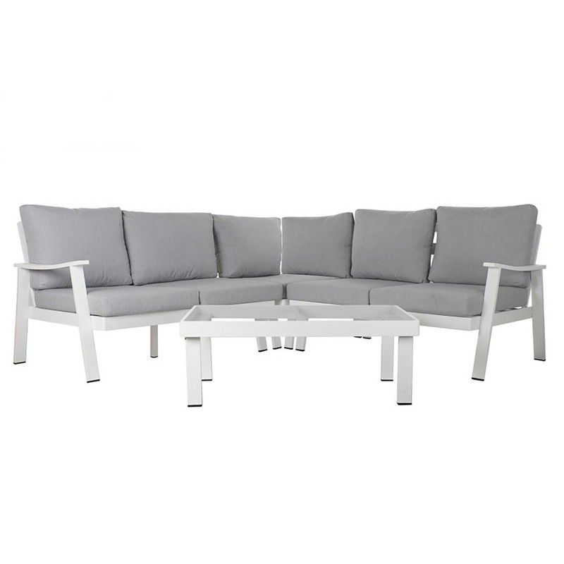 Conjunto sofás de exterior esquinero 3+2 Aluminio y rattán sintético color gris Portes gratis 5 plazas 