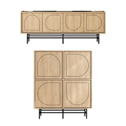 Living room set consisting of a tall sideboard and TV cabinet in oak | Giana