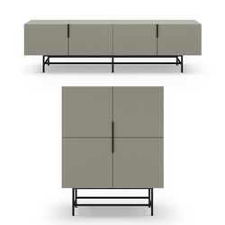 Living room set consisting of a tall sideboard and TV stand in green | Eldia