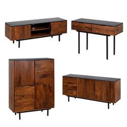 Living room set consisting of sideboard, high sideboard, TV unit and coffee table | Abner