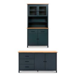 Living room set consisting of a 150 cm sideboard and a blue display cabinet | Miranda