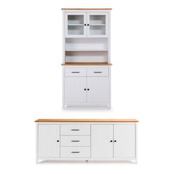 Living room set consisting of a 190 cm sideboard and a white display cabinet | Miranda