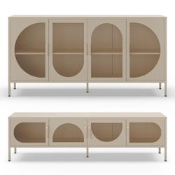 Conjunto de salón compuesto por aparador y mueble de televisión en color crema | Tayra