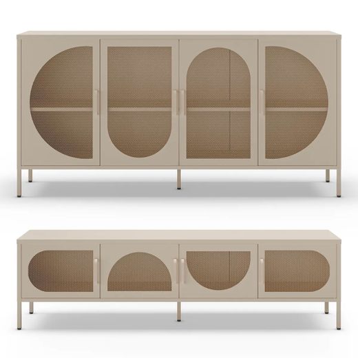 Conjunto de salón compuesto por aparador y mueble de televisión en color crema | Tayra